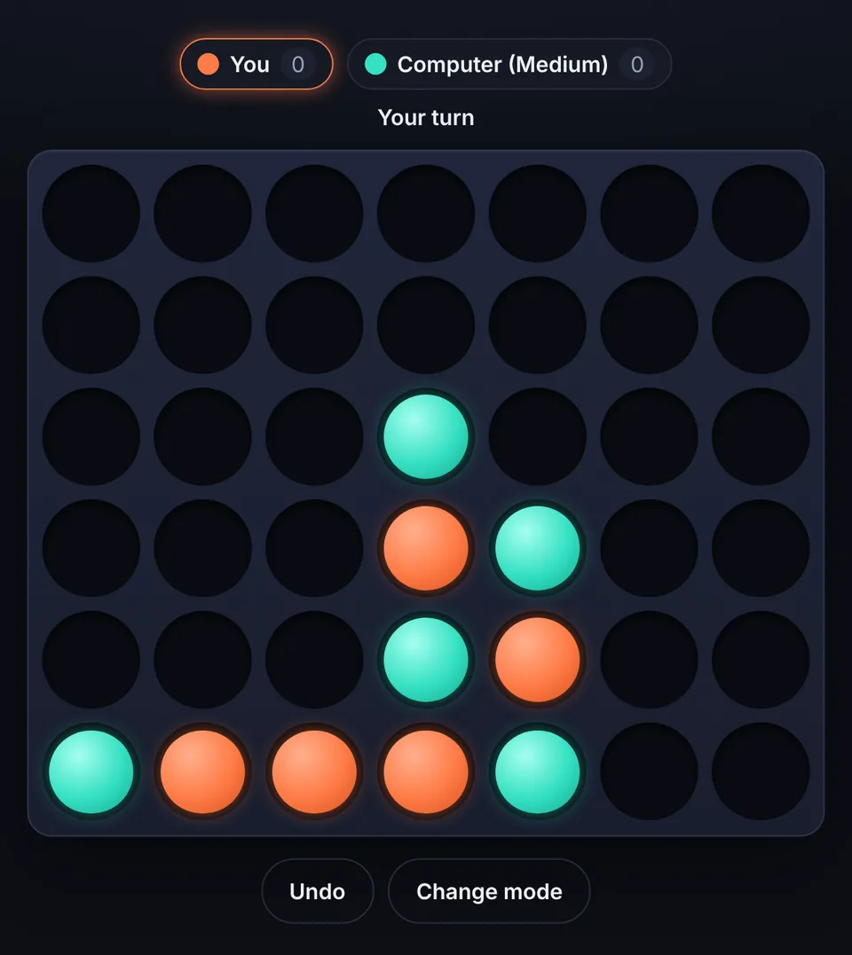 A practice game against the computer on Medium level
